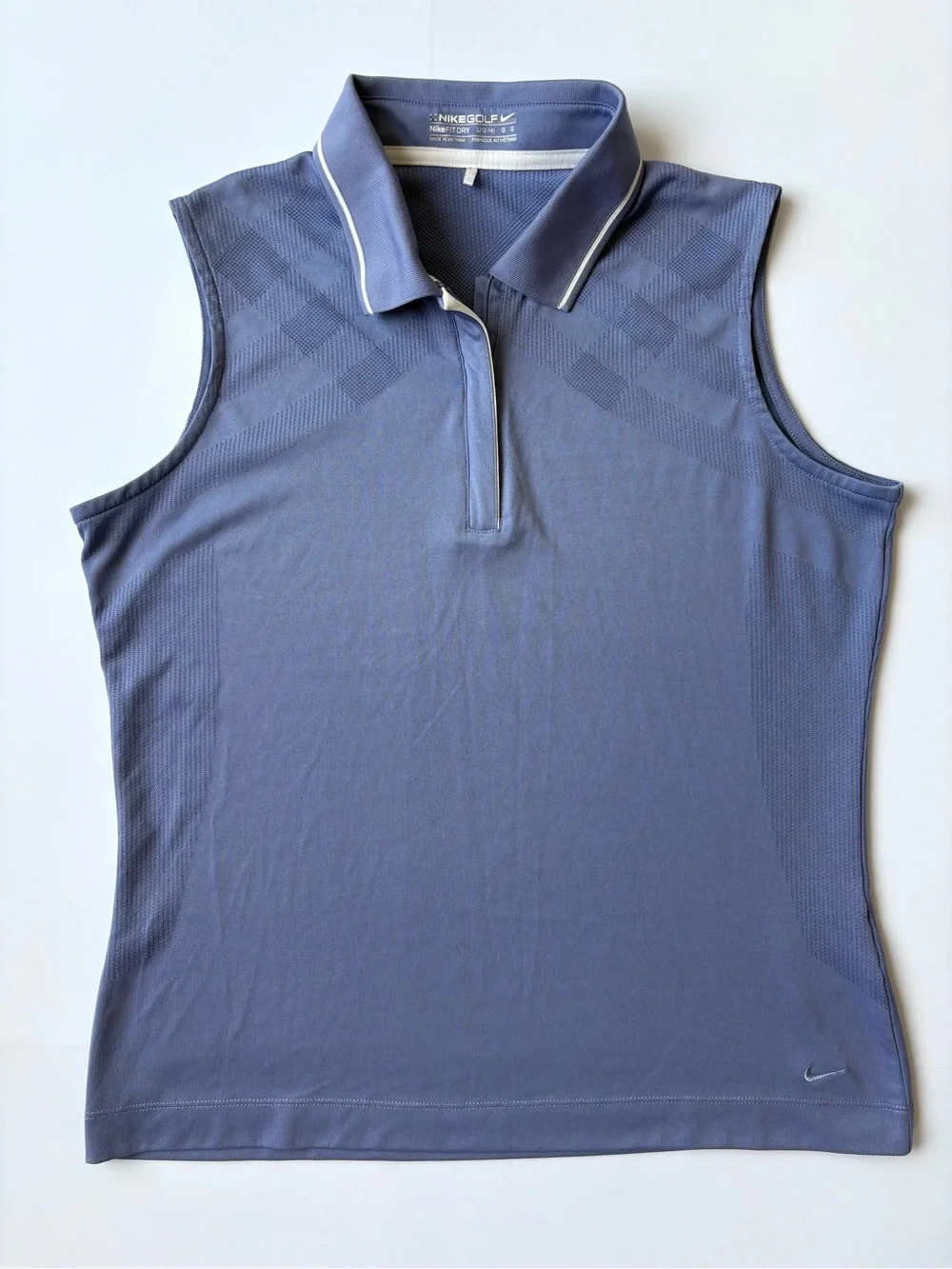 Nike Women’s Sleeveless Golf Polo Top - Slate Blue with White Trim